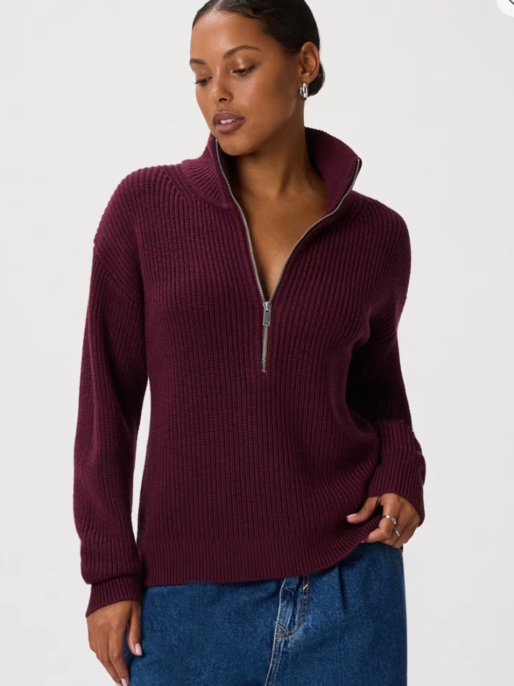 Quince Australian Merino Wool Half Zip Sweater